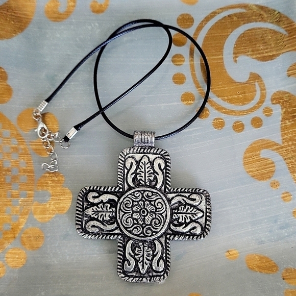 Jewelry - Nickel-finished Vintage-Inspired bohemian-chic Cross Pendan